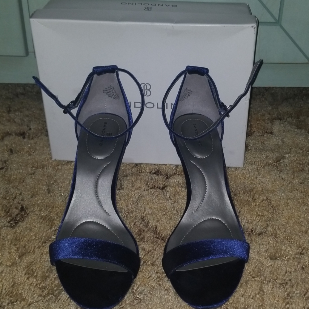 Bandolino Nadia Dress Sandal Blue Velvet Women's Size 11 - Picture 2 of 5